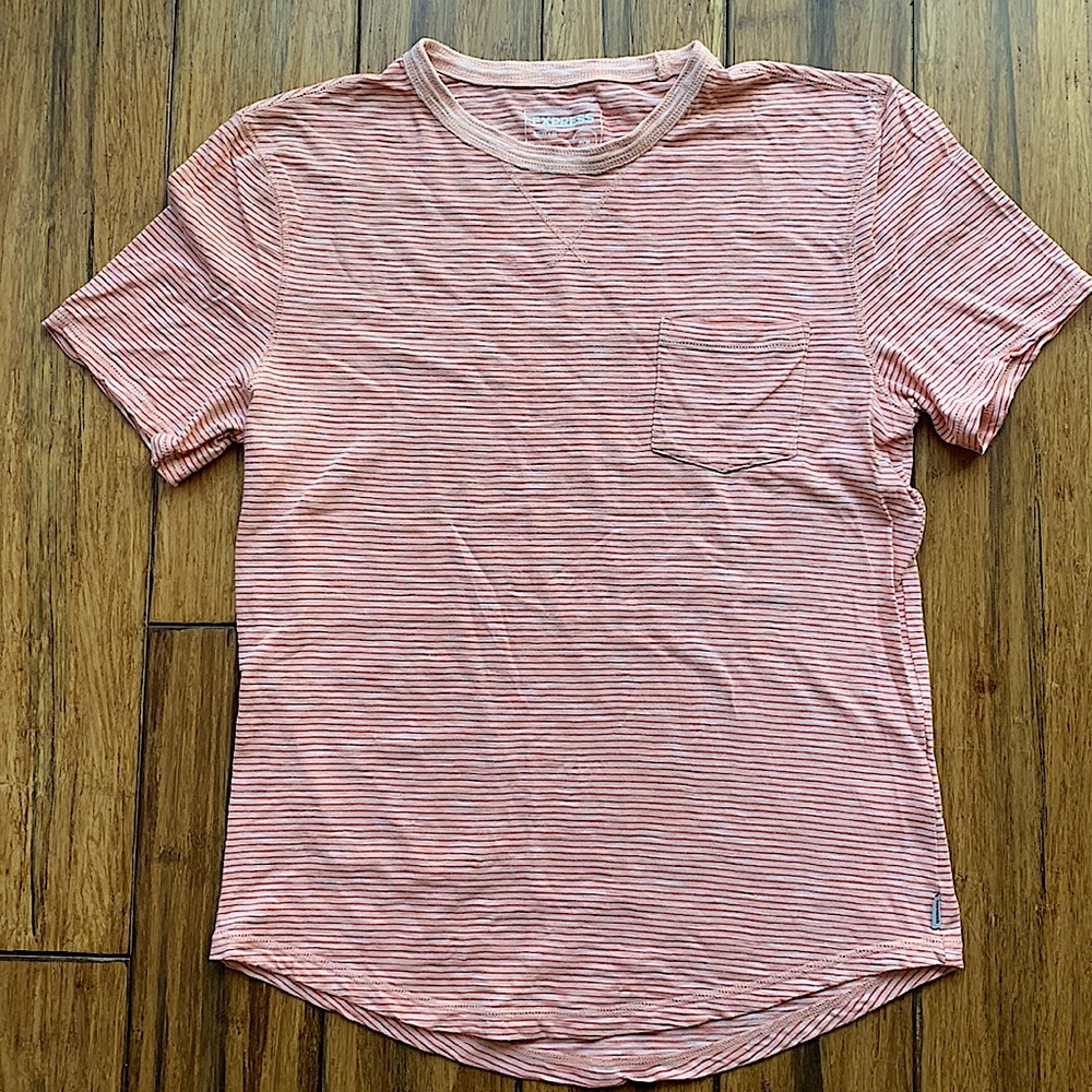 Mens striped white and orange short sleeve Express T-shirt - Medium